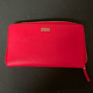 Red Leather Kate Spade Zip Around Wallet